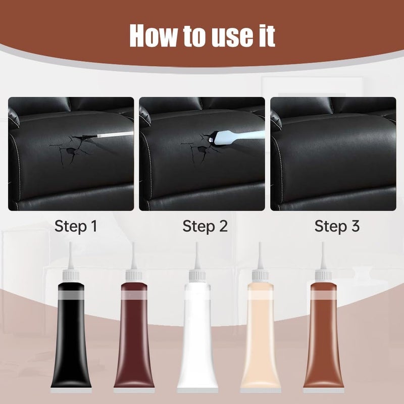 2025 New Advanced Leather Repair Gel, Leather Repair Kit for Car Seat Vinyl Repair Kit, Professional Leather Repair Coloured Cream Gel, Multifunctional Couch and Jacket Repair Kit (Brown) - Image 2